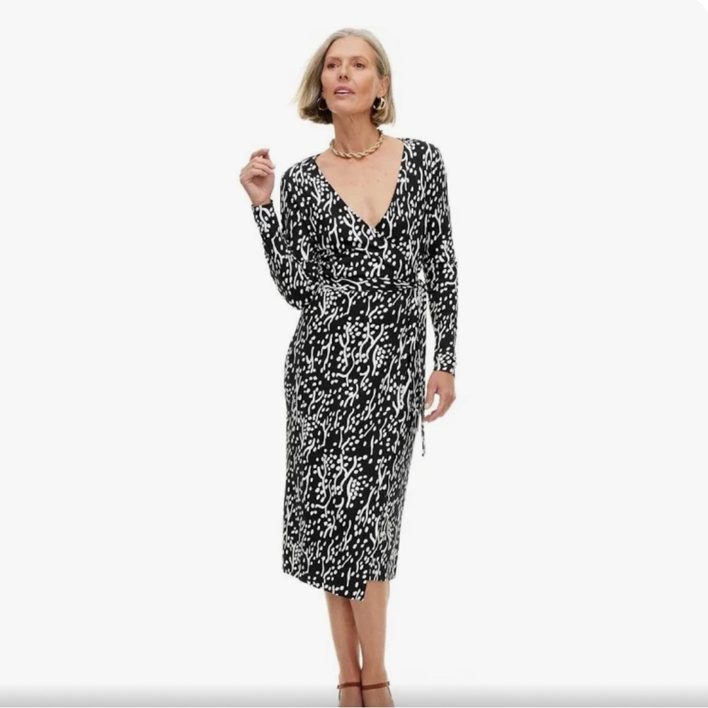 Diane Von Furstenberg X Target Sea Spots Long Sleeve wrap dress.
